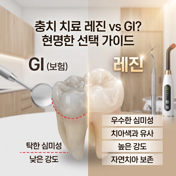 충치 치료 고민 끝! 레진 vs 보험 GI 장단점 완벽 비교와 자연치아 살리는 선택 | 365효플란트치과